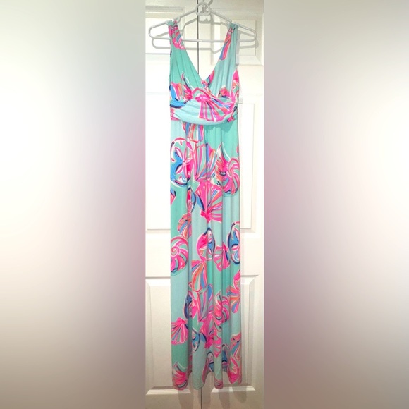 Lilly Pulitzer Sloane Maxi Dress Minty Fresh on the Rocks Sleeveless XS VGUC - Picture 2 of 14